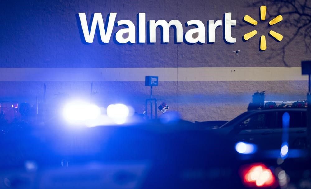 Police are at the scene of a mass shooting at a Walmart in Chesapeake, Virginia.  (AP Photo/Alex Brandon)