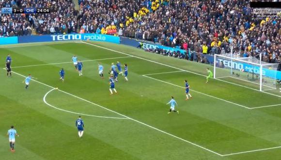 Ilkay Gündogan liquidó, de forma muy temprana, al Chelsea con un disparo brutal desde fuera del área. Antes de los 25' minutos, el Manchester City ya goleaba en Etihad Stadium. (Foto: captura de video)