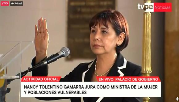 Nancy Tolentino es la nueva ministra de la Mujer y Poblaciones Vulnerables. (Foto: TV Perú)