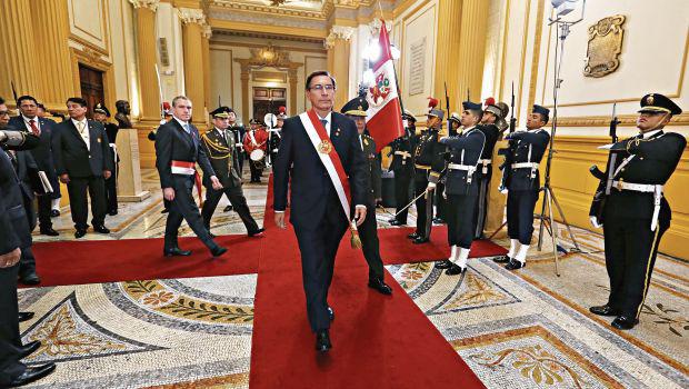 Martín Vizcarra dio ayer el que podría ser su último discurso de Fiestas Patrias como mandatario del Perú. (Foto: Alonso Chero / GEC)
