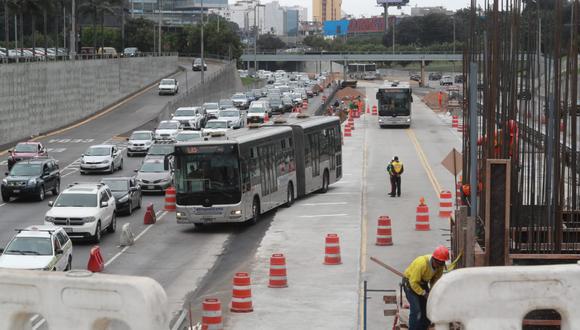 La vía se reducirá a dos carriles, en ambos sentidos, por la construcción de la nueva estación del Metropolitano en San Isidro. Trabajos tomarán 45 días. (Foto: Lino Chipana)