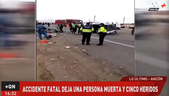 El accidente de tránsito ocurrió cerca del peaje de Ancón. Los heridos fueron auxiliados y llevados por los bomberos a centros médicos cercanos. (Foto: captura de video)