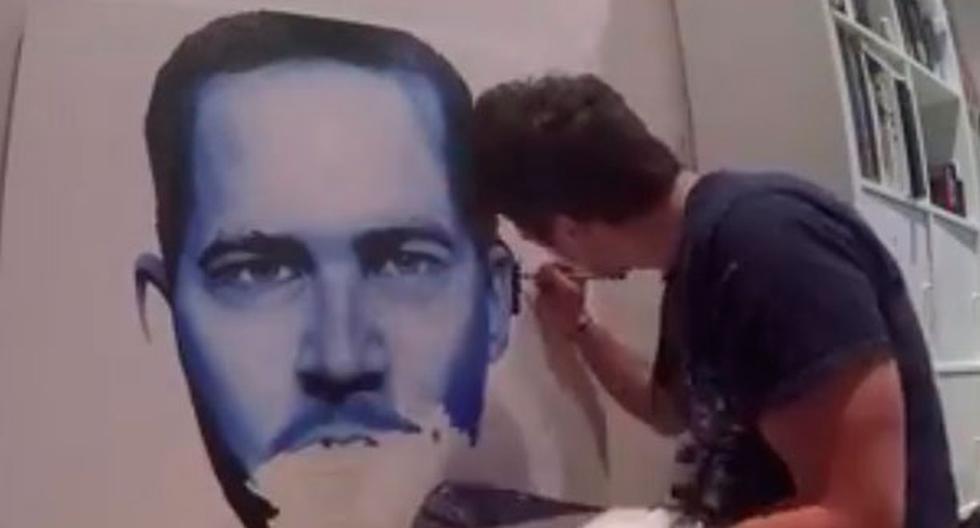 Fan de Paul Walker pinta obra de arte en honor al actor. (Foto: Captura)