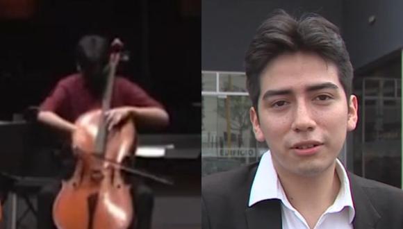 El joven músico ya realizó la denuncia del robo de su instrumento, un violonchelo de 100 años de antigüedad | Foto: Captura América  Noticias