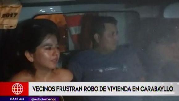 Miguel Ángel Espinoza y Ana Quijano Moreno fueron detenidos por los vecinos. (Captura: América Noticias)