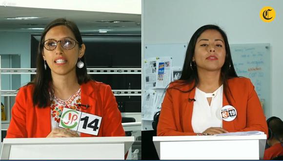 Lucía Alvites (Juntos por el Perú) y Flor Meza (Fuerza Popular) debatieron este jueves sobre sus propuestas para el congreso.