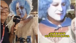 Hincha argentino asistió a la semifinal contra Croacia utilizando un vestido de novia | VIDEO