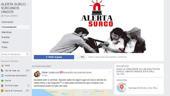 Alerta Surco es un grupo de Facebook con más de 16 mil miembros.