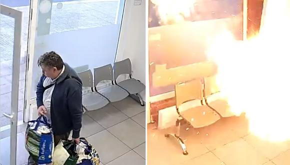 La Coruña, España: un cliente se salvó por segundos de una explosión letal en una lavandería. (Captura de video).