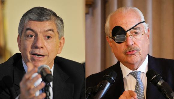 Los expresidentes colombianos César Gaviria y Andrés Pastrana. (Foto: STAN HONDA / AFP /Eva Marie UZCATEGUI).