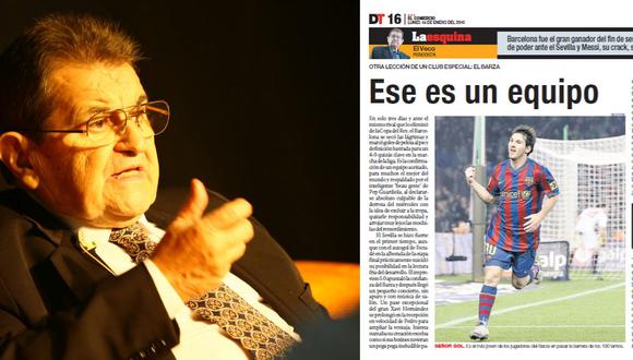 En enero del 2010, antes de ser internado en una clínica, Emilio Lafferranderie publicó en Deporte Total de El Comercio su columna: La Esquina con palabras para Messi y el Barcelona de Guardiola. (Fotos: El Comercio)