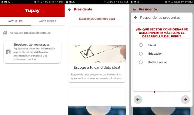 La app Tupay permite encontrar coincidencias de ideas con los candidatos.