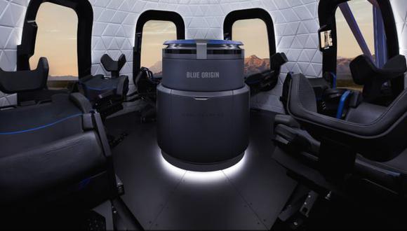Cápsula para cinco ocupantes del cohete New Shepard. (Blue Origin)