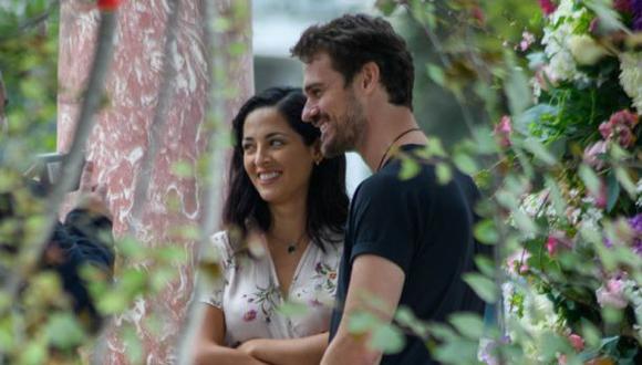Andrea Luna y Gonzalo Ramos durante las grabaciones del teaser de la película “Un retiro para enamorarse”. (Foto: Serendipia Producciones - Berserk Studio)