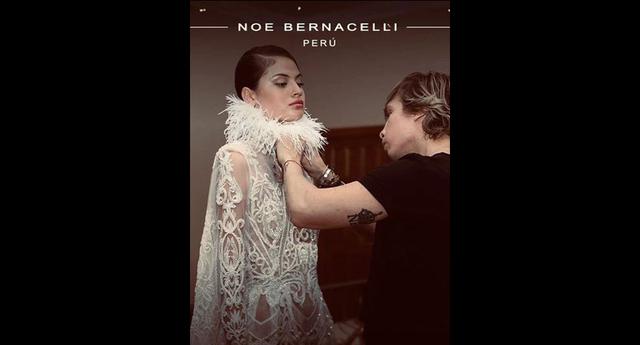 Daniela Lopez en el backstage de LIFWeek junto al diseñador Noe Bernacelli, durante la edición otoño invierno 2019- (Foto: Instagram/ @danielalopez_s)