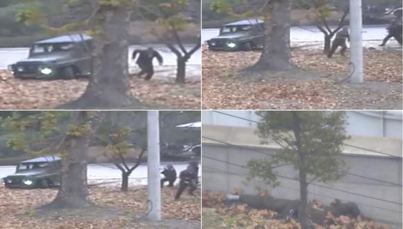 La secuencia de la fuga del soldado de Corea del Norte hacia Corea del Sur. (AP).