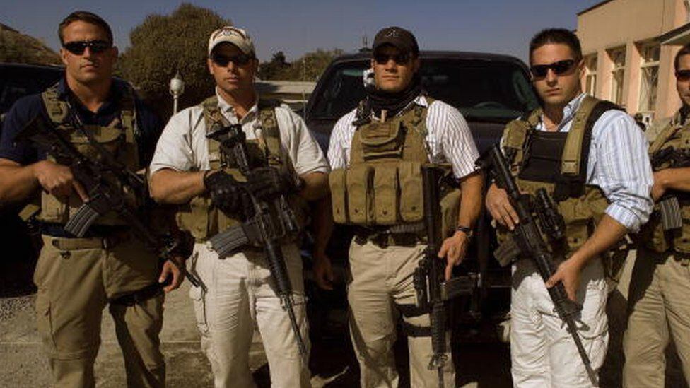 Private military contractors serving the US State Department in Afghanistan in 2005. (GETTY IMAGES).