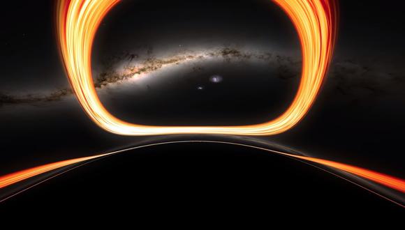 Esta es la representación de un agujero negro hecho en base a datos reales.