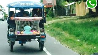 WhatsApp: corral-mototaxi con bebe a bordo circula en Iquitos