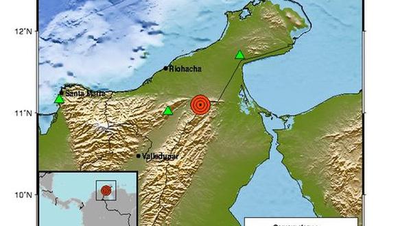 Sismo de magnitud 5,4 sacude el norte de Colombia y frontera con Venezuela. (Servicio Geológico de Colombia, @sgcol / vía Twitter).