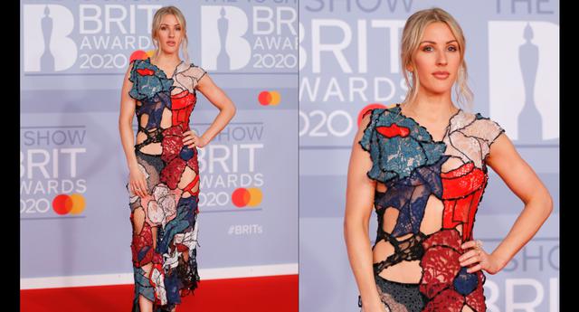 A su paso por la 'red carpet', la cantante Ellie Goulding lució un vestido recortado en varios tonos de la firma Koché. (Foto: AFP)