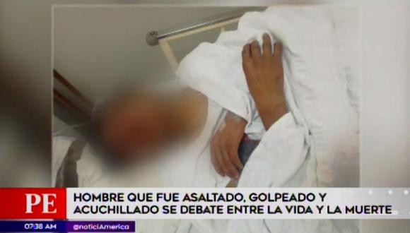 Las cámaras de seguridad del distrito grabaron la brutal golpiza que recibió Ernesto Sánchez. (América Noticias)