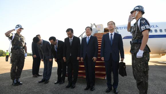 Delegación surcoreana de cinco miembros está liderada por el consejero de seguridad nacional del presidente, Chung Eui-yong. (Foto: AFP)