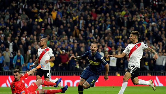 River vs. Boca: así fue el golazo de Benedetto para el 1-0 que desató la locura 'xeneize' el Santiago Bernabéu. (Foto: AFP/Reuters)