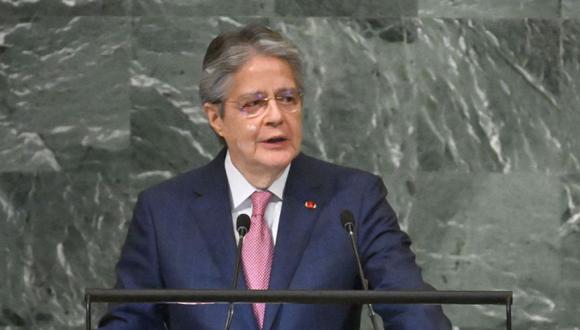 El presidente ecuatoriano Guillermo Lasso se dirige a la 77ª sesión de la Asamblea General de las Naciones Unidas en la sede de la ONU en la ciudad de Nueva York.
