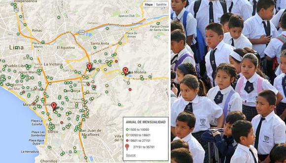 Los colegios más caros de Lima en un mapa