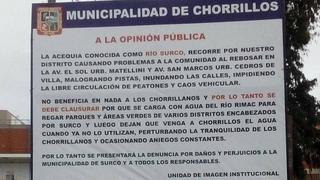 Chorrillos exige clausurar río Surco porque “causa daños y perjuicios” en su jurisdicción