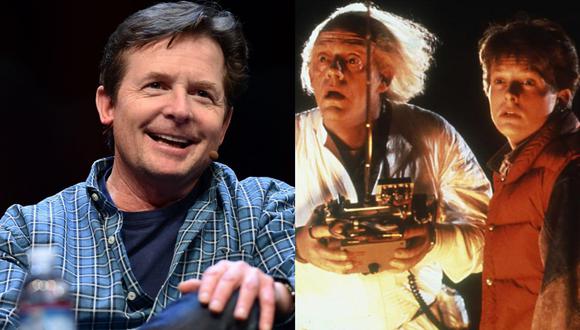 A la izquierda, Michael J. Fox cumple en una de sus actividades públicas más recientes. A la derecha, junto a Christopher Lloyd en la película que lo hizo famoso, "Volver al futuro". (Fotos: Josh Edelson para AFP/ Universal)