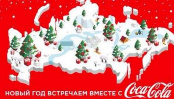 El mapa de Rusia presentado por Coca-Cola inclu&iacute;a a Crimea, las islas Kuriles y Kaliningrado. (Foto: Facebook)