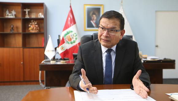 El titular del sector, Jorge Montenegro, comentó sobre el normal abastecimiento de los alimentos, el impulso en la demanda de los mismos, la entrega del bono rural por S/760 a familias en condición de vulnerabilidad, entre otros. (Foto: Manuel Melgar / GEC)