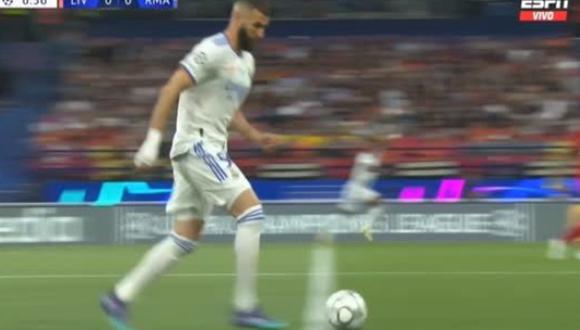 Karim Benzema y la jugada de lujo en la final. Foto: Captura de pantalla de ESPN.