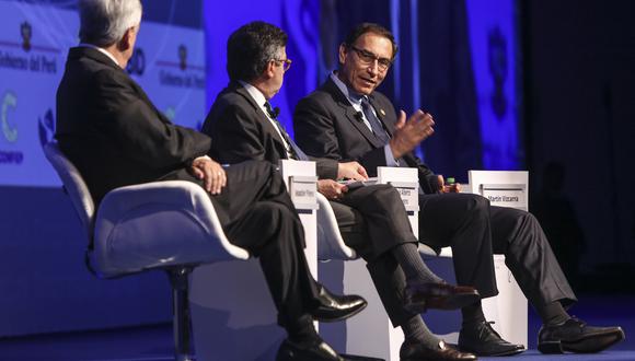 Vizcarra compartió el panel con el presidente de Chile, Sebastián Piñera, y Luis Alberto Moreno, presidente del BID, quien además fue el moderador. (Foto: Difusión)