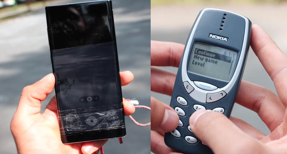 ¿Sabes quién sobrevive? Lanzaron de 300 metros de altura el Samsung Galaxy Note 10 y el Nokia 3310. (Foto: YouTube)