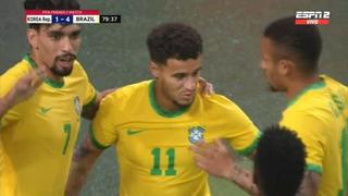 Entró y anotó: la efectividad de Coutinho para poner el 4-1 del Brasil vs. Corea del Sur | VIDEO