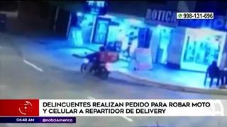 Delincuentes roban moto y celular a repartidor de delivery 