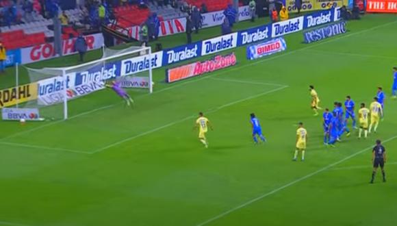 Al término del primer tiempo, América golea a Cruz Azul. Foto: Captura de pantalla de TUDN.