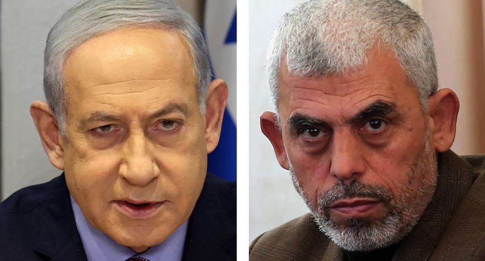 El primer ministro de Israel Benjamin Netanyahu (izq) y el líder de Hamás en Gaza, Yahya Sinwar. (Fotos: AFP).