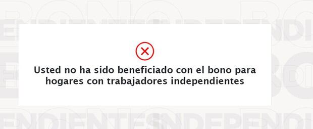 Consulta para el bono independiente por coronavirus (Foto: Captura de pantalla)