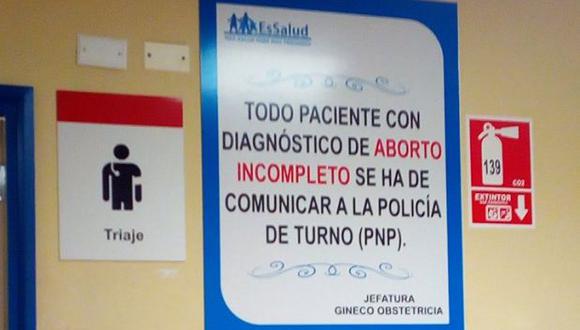 Este es el cartel que se encuentra en el hospital II de Abancay, en Apurímac. (Foto: Flor Cruz Loayza)