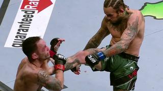 UFC 268: Frankie Edgar y su rostro en el momento que impactó sobre él una brutal patada
