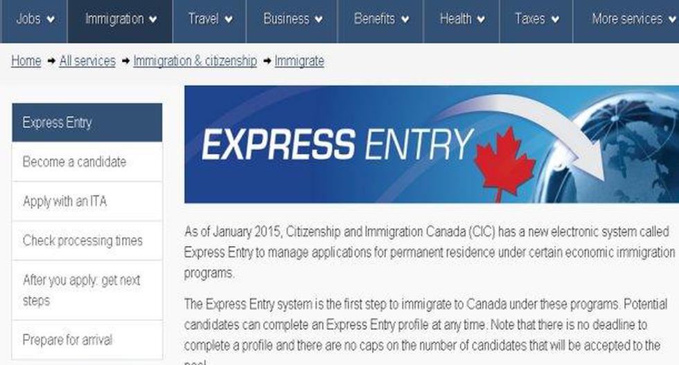 Postulantes deberán inscribirse en el portal Express Entry. (Foto: Captura)