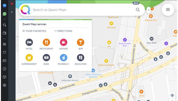 La versión beta de este servicio similar a Google Maps es compatible con el escritorio y el acceso móvil. (Foto: Qwant Maps)