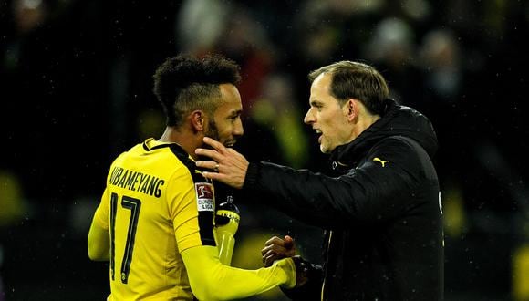 Aubameyang y Tuchel coincidieron por dos años en Dortmund. (Foto: AFP)