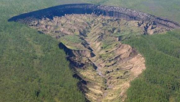 El cráter de batagaika o "boca del infierno".