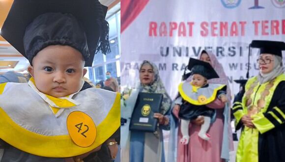 Una bebé de cuatro meses representó a su madre fallecida en la ceremonia de su graduación, en Indonesia. (Foto: TikTok/alistebal8).