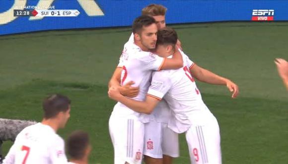 Pablo Sarabia anotó la ventaja de España sobre Suiza. (Foto: Captura ESPN)